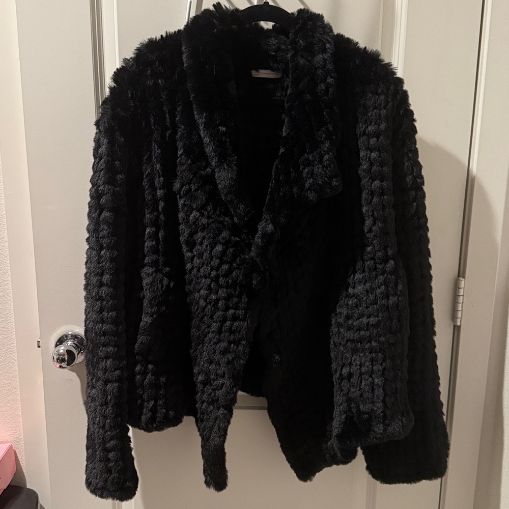 Luxurious Black Faux Fur Jacket